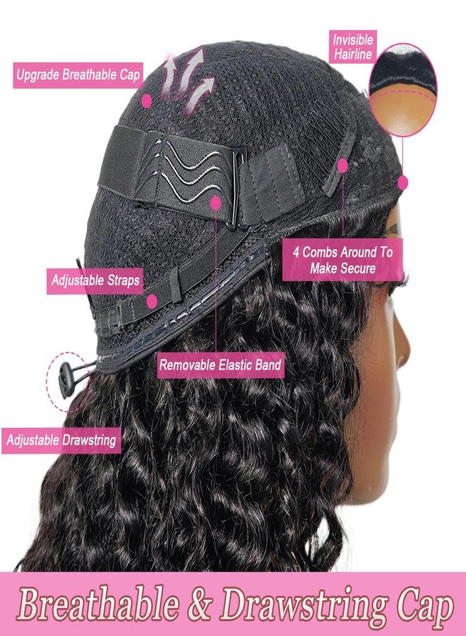 Lauberita Curly Half Wig Human Hair 180% Density Deep Wave Glueless Wigs Upgrade 3 In 1 Wigs Beginner Friendly Seamless Flip Over Drawstring Curly Wig Ready to Go Headband Wig Natural Black Color 14 Inch - Image 3